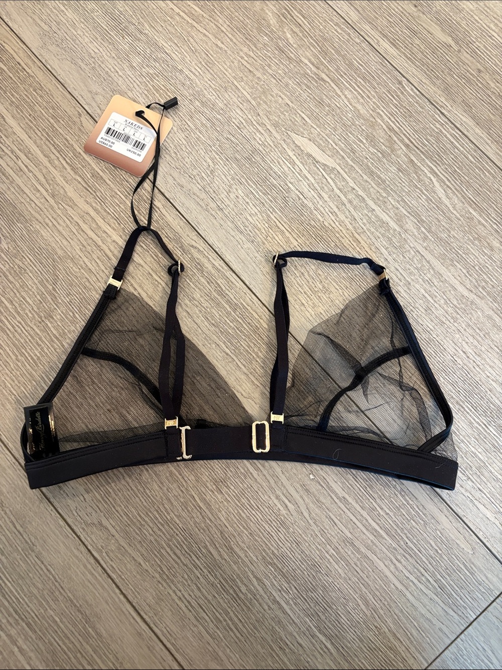 Honey Birdette Sheer Mesh Triangle Bralette - Black